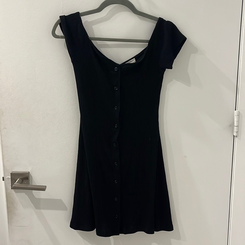 UO black button down dress